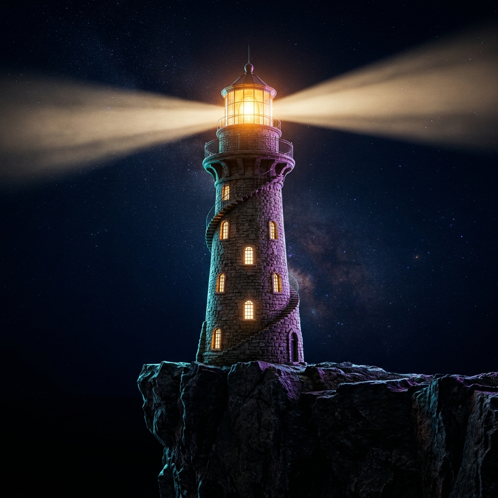 Lighthouse beacon illuminating education
